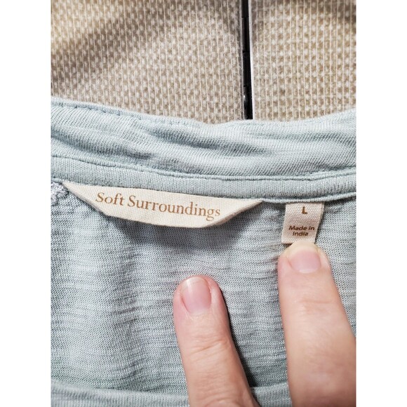 Soft Surroundings Pale Green Slub Cotton/Modal Tunic Size Large - Picture 3 of 6